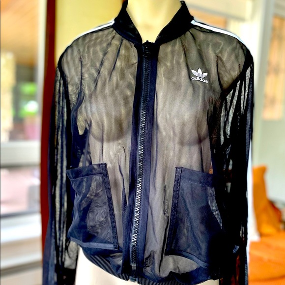 Jackets & Blazers - Adidas Mesh 3 Lines zip up jacket, XS, Like New, Bomber Jacket, Black, Cool 💥